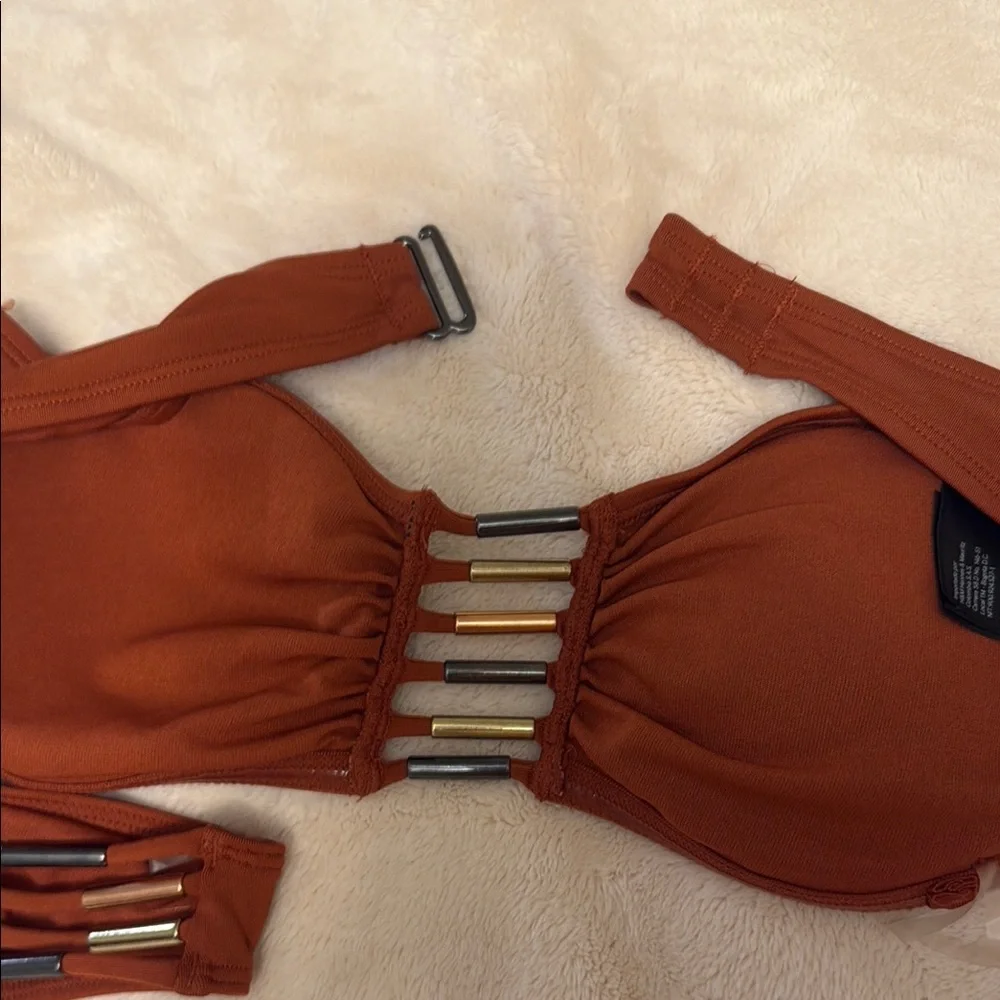 H&M Brown Bikini Cheeky Cut with Metal Accents - Picture 7 of 7